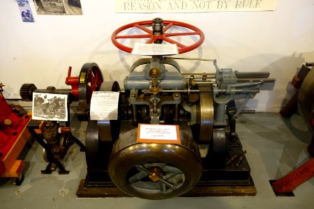 Hydraulic Turbine Generator with Lombard Water Wheel Governor, Holyoke Machine Co., Worcester MA, and Lombard Governor Corp., c. 1900 - New England Wireless & Steam Museum - East Greenwich, RI - DSC06756