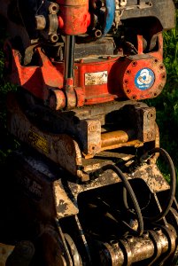 Hydraulics near the bucket on a Kubota KX080-4 excavator
