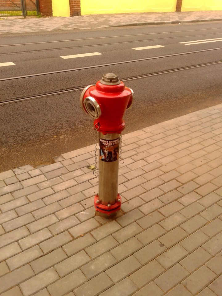 Hydrant na ulicy Sienkiewicza w Toruniu widziany z góry