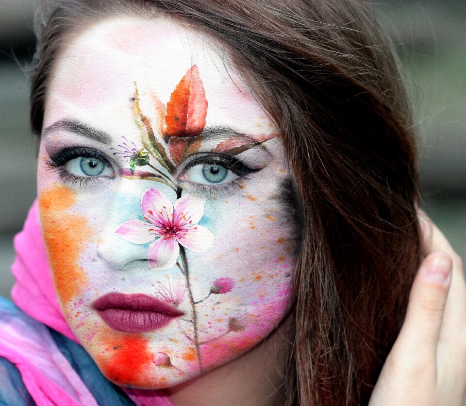Beauty painted face hair