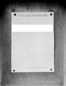Huwelijksaankondiging van van André Quirin de Flines met Titia Leupen aan het st, Bestanddeelnr 252-0407