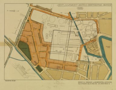 HUA-214171-Plattegrond van het terrein tussen de Blauwkapelseweg Kleine Singel Weerdsingel OZ Van Humboldtstraat Zwarte Water Ezelsdijk te Utrecht met weergave v