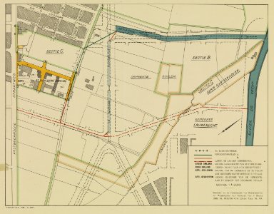 HUA-214108-Plattegrond van het terrein tussen de Amsterdamsestraatweg en de Vecht te Utrecht en Zuilen met aanduiding van de te verwerven percelen grond door de 