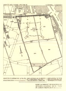 HUA-212077-Plattegrond van het terrein ten zuiden van de Notebomenlaan Bosboomstraat en ten westen van de Adriaen van Ostadelaan te Utrecht; met aanduiding van h