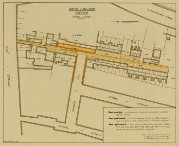 HUA-214167-Plattegrond van het terrein tussen de Wittevrouwensingel Kapelstraat Biltstraat te Utrecht met weergave van het stratenplan met percelen en bebouwing 