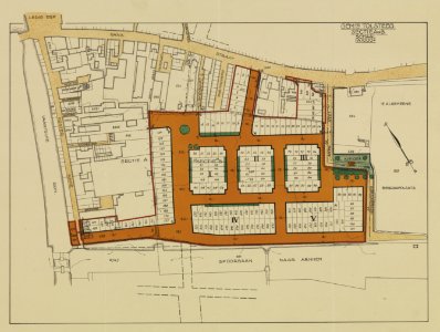 HUA-214148-Plattegrond van het terrein tussen de Gansstraat Laan van Soestbergen Spoorweg Utrecht Arnhem Oosterkade te Utrecht met weergave van het bestaande en 