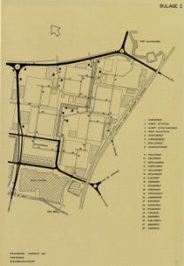 HUA-214194-Plattegrond van de wijk Overvecht Zuid te Utrecht; het terrein tussen de Albert Schweitzerdreef spoorweg Utrecht Amersfoort Vecht Einsteindreef; met w