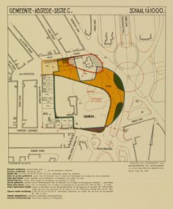 HUA-214162-Plattegrond van de wijk Oudwijk te Utrecht met directe omgeving met weergave van het bestaande stratenplan met bebouwing ged de buitenplaats Oudwijk d
