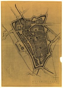 HUA-214191-Plattegrond van de binnenstad van Utrecht met weergave van het stratenplan; met weergave van wegen spoorwegen en watergangen buiten de Stadsbuitengrac