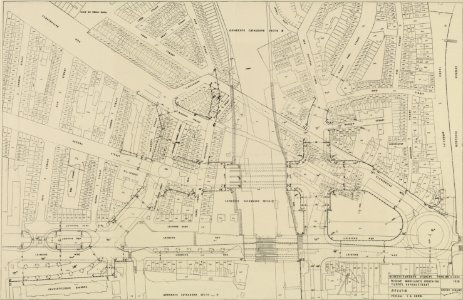 HUA-214112-Kadastrale kaart van het gebied tussen de Vleutenseweg Catharijnesingel Leidseweg Damstraat met directe omgeving; met weergave van de bestaande en ont photo