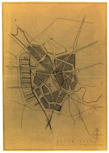 HUA-214190-Plattegrond van de gemeente Utrecht; met weergave van wegen spoorwegen en watergangenMet weergave van bestaande en geprojecteerde woon en industriegeb