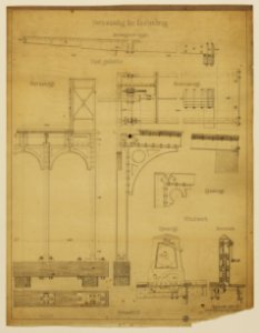 HUA-216208-Constructietekening van een aantal onderdelen van het ontwerp voor de nieuwe Knollenbrug over de Vecht tussen de Hoogenoord en de Brugstraat te Utrech
