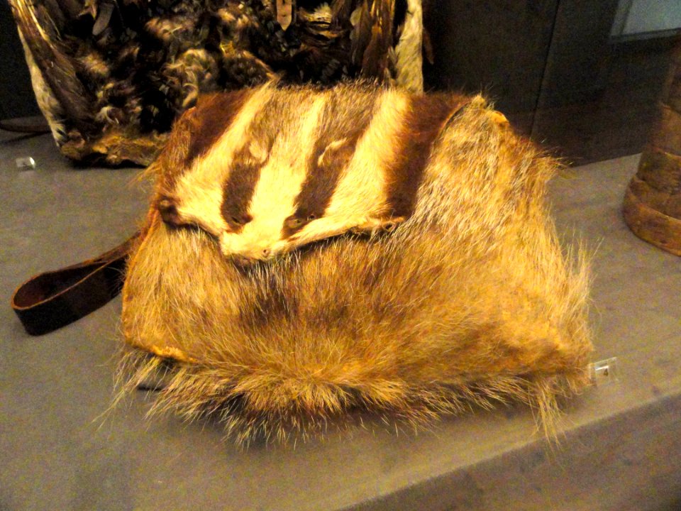 Hunting bag, badger skin - National Museum of Finland - DSC04276