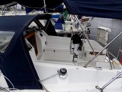 Hunter Vision 32 sailboat cockpit Saint of Circumstance 2690