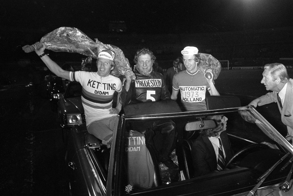 Huldiging wielerkampioenen in Olympisch Stadion, vlnr Cees Stam , gangmaker , Bestanddeelnr 926-6558