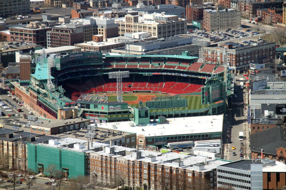 Baseball park boston aerial view