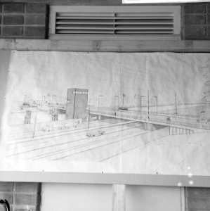 IJ-tunnel in aanbouw, maquette brugproject Kraaienplein-N, Bestanddeelnr 918-2730