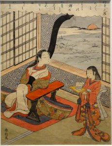 Illustration of a Poem by Kakinomoto no Hitomaro, by Suzuki Harunobu, Edo period, 18th century - Tokyo National Museum - DSC06276