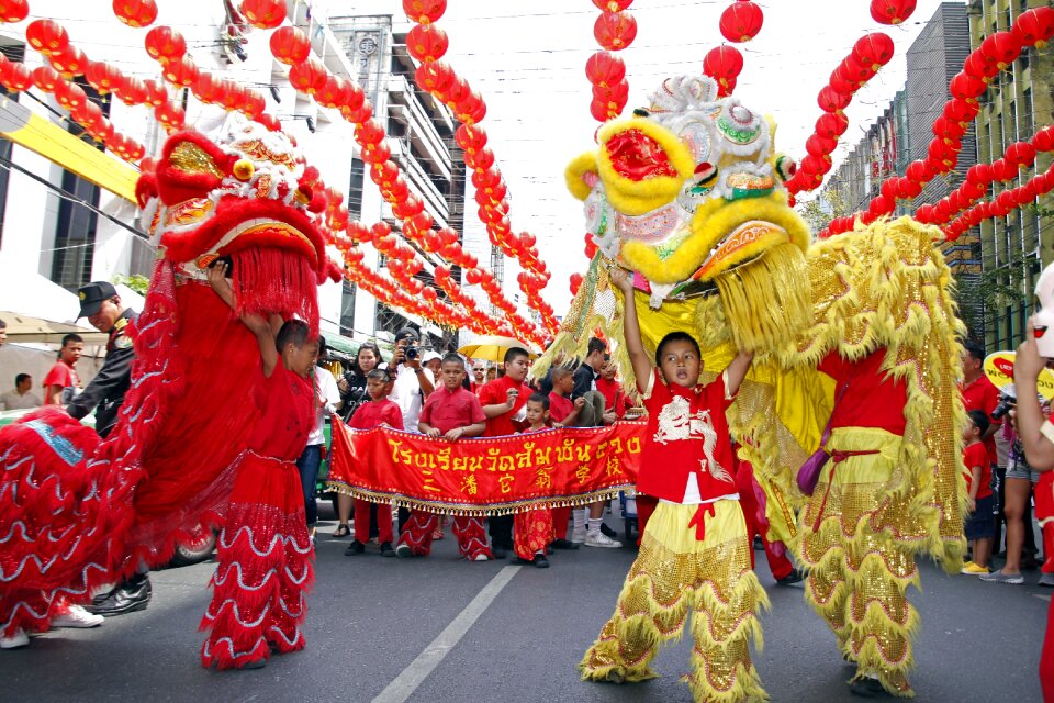 Chinese new year china town múa lân