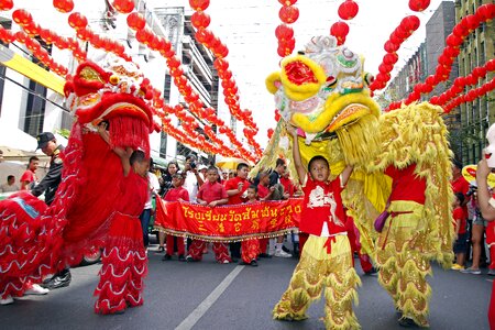 Chinese new year china town múa lân