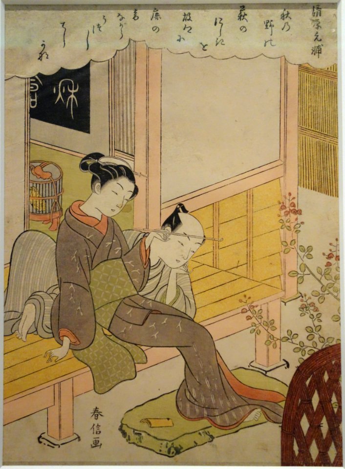 Illustration of a Poem by Kiyohara no Motosuke, by Suzuki Harunobu, Edo period, 18th century - Tokyo National Museum - DSC06279