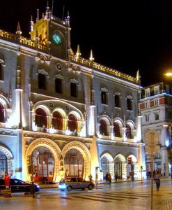 Illuminated building in Lisbon 2007-07-19