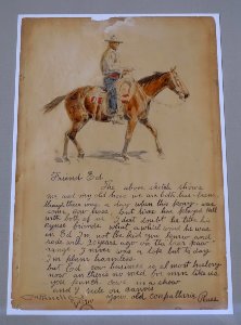 Illustrated letter from Charles M. Russell to Ed Botsford, 1910 - Harry Ransom Center - University of Texas at Austin - DSC08509