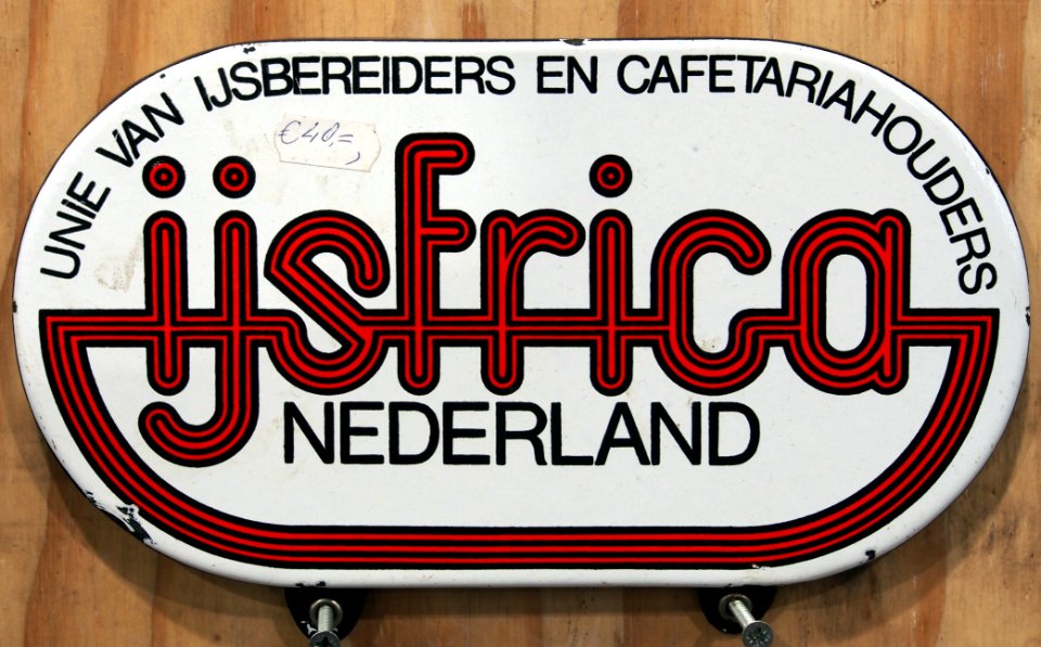 IJsfrica, emaille reklame bord