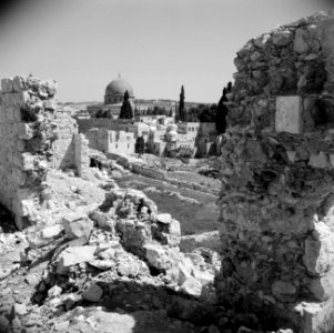 In Joodse wijk. Al Aqsa moskee in de verte. Tempelplein op de voorgrond, Bestanddeelnr 255-5374