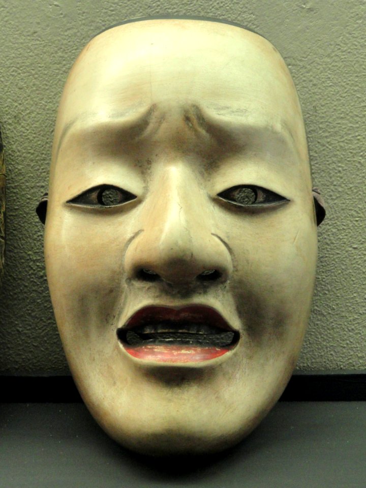 Imawaka character, Noh mask, early 1700s, stamped Tenkaichi Deme inside - George Walter Vincent Smith Art Museum - DSC03536