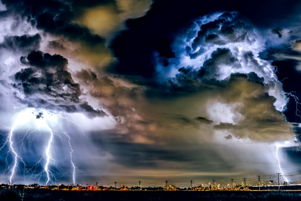 Rain lightning bolts