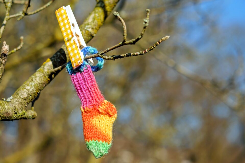 Hand labor hangs branch