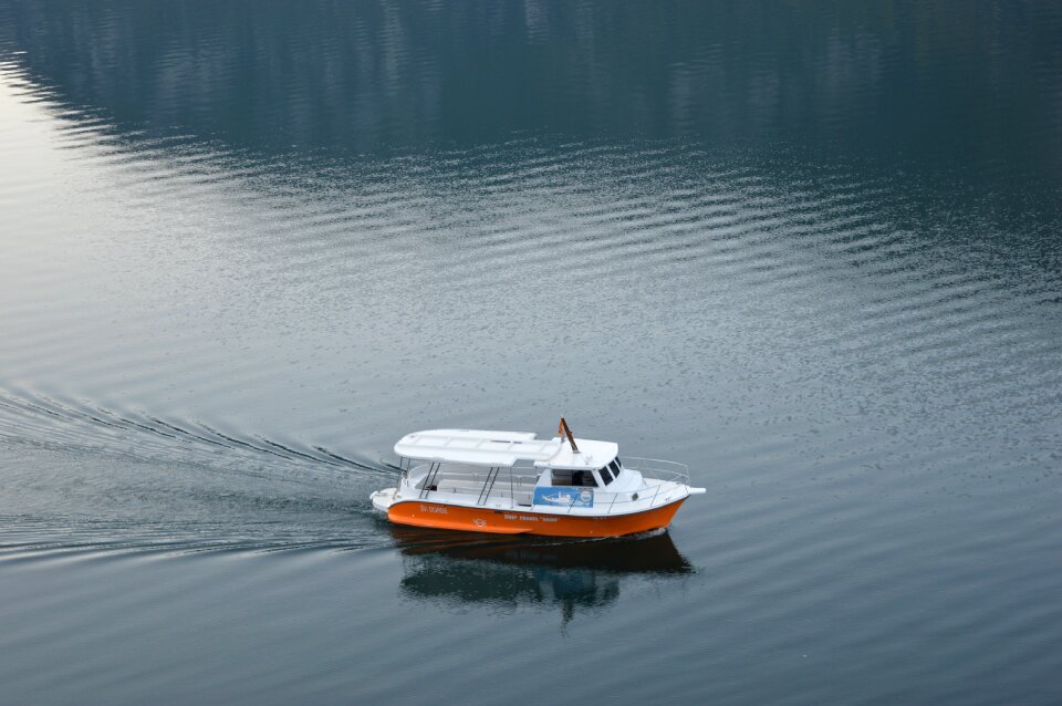 Boat fjord kotor wake