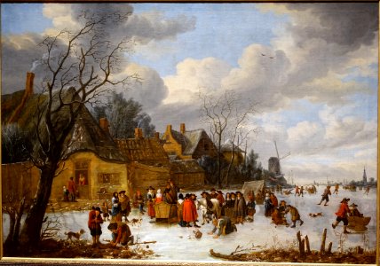 Icy pleasures by Adriaen Lievensz. van der Poel, Leiden, 1652, oil on canvas, view 1 - Hessisches Landesmuseum Darmstadt - Darmstadt, Germany - DSC01152