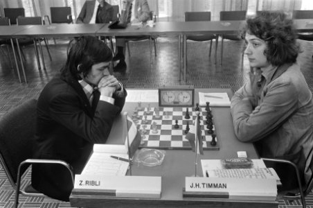 IBM-schaaktoernooi 13e ronde, Timman (r) tegen Ribli (l), Bestanddeelnr 927-3595