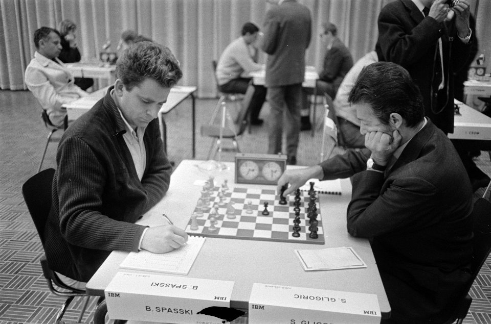 IBM-schaaktoernooi, Amsterdam Spasski tegen Gligoric (rechts), Bestanddeelnr 923-6663