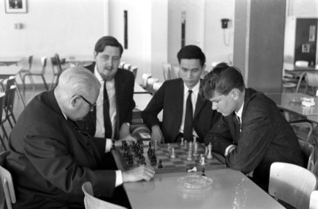 IBM-meesterschaaktoernooi 1962, L. Rellstab , Hein Ponn, H.L. Tan en Robbie Hart, Bestanddeelnr 914-2032