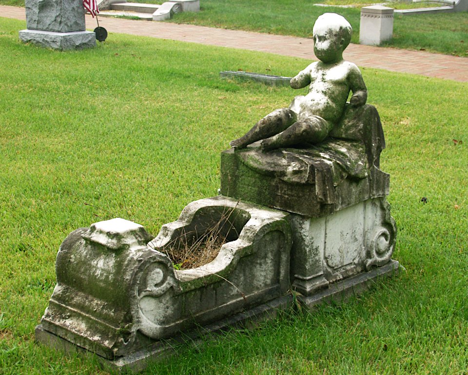Illegible marble monument for a child, Union Dale Cemetery, 2020-09-09, 01