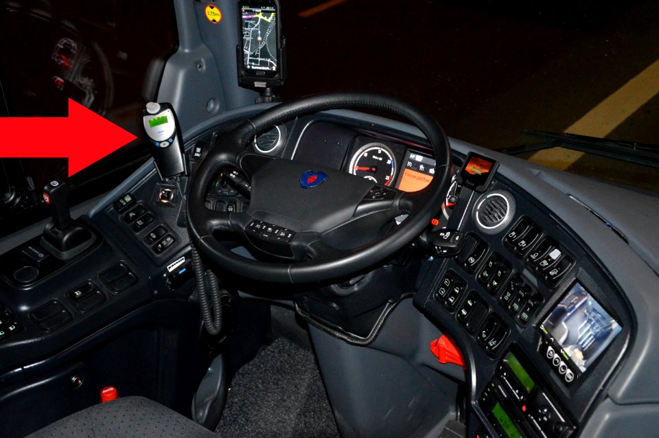 Ignition interlock device on Scania Postbus. Spielvogel