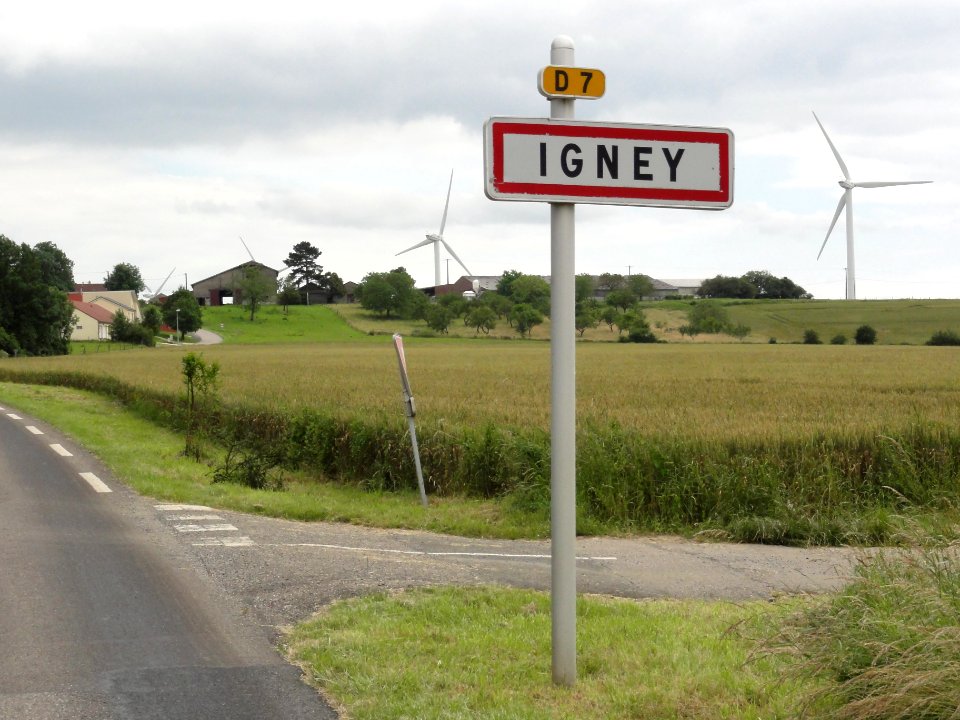 Igney (M-et-M) city limit sign