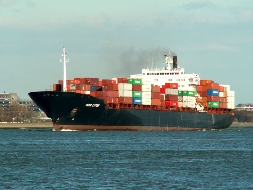 IIndia Lotus IMO 7912379, leaving Port of Rotterdam, Holland 08-Apr-2006