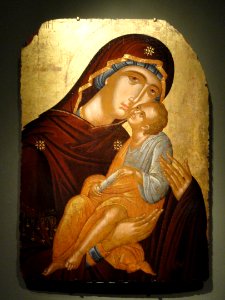 Icon of the Mother of God and Infant Christ, about 1425-1450, by Angelos Akotantos, tempera and gold on wood - Cleveland Museum of Art - DSC08374