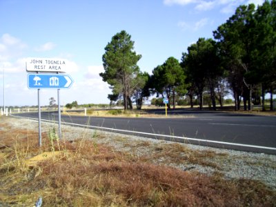 John Tognela Rest Stop, Forrest Highway - entrance info sign 1 (E37@WTW2013)