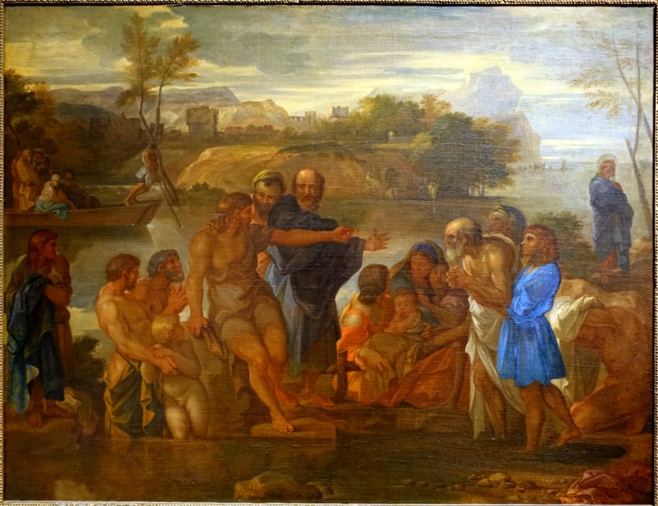 John the Baptist Preaching on the Sea of Tiberias, by Sebastien Bourdon, 1655-1660, oil on canvas - Portland Art Museum - Portland, Oregon - DSC08918