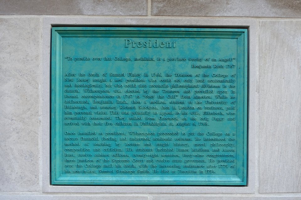 John Witherspoon plaque, 2 of 4 - Princeton University - Princeton, NJ - DSC00772