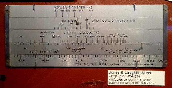 Jones & Laughlin Steel Corp., Coil Weight Calculator - MIT Slide Rule Collection - DSC03642