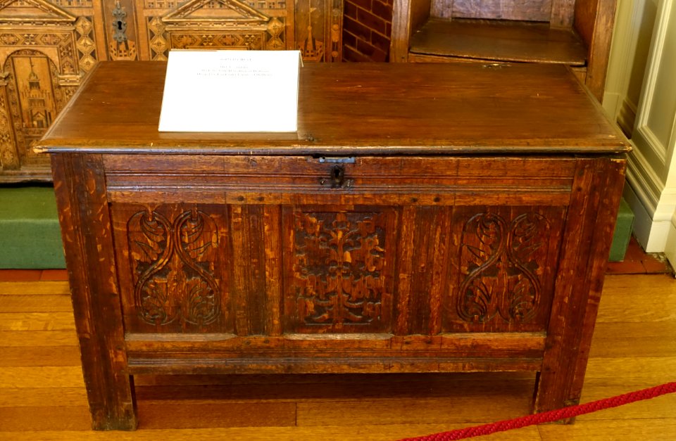 Joined chest, made by John Houghton of Dedham, mid 1600s - Dedham Historical Society - Dedham Massachusetts - DSC04218