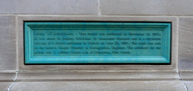 John Witherspoon plaque, 4 of 4 - Princeton University - Princeton, NJ - DSC00774