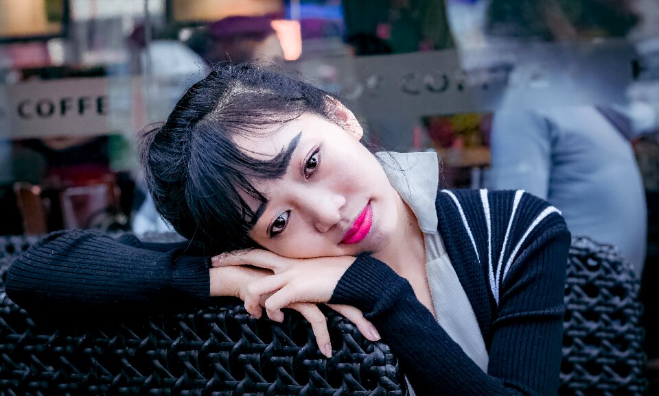 Woman pink lipstick young