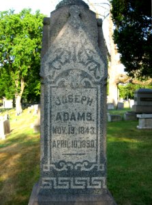 Joseph Adams monument, inscription, Chartiers Cemetery, 2020-07-25